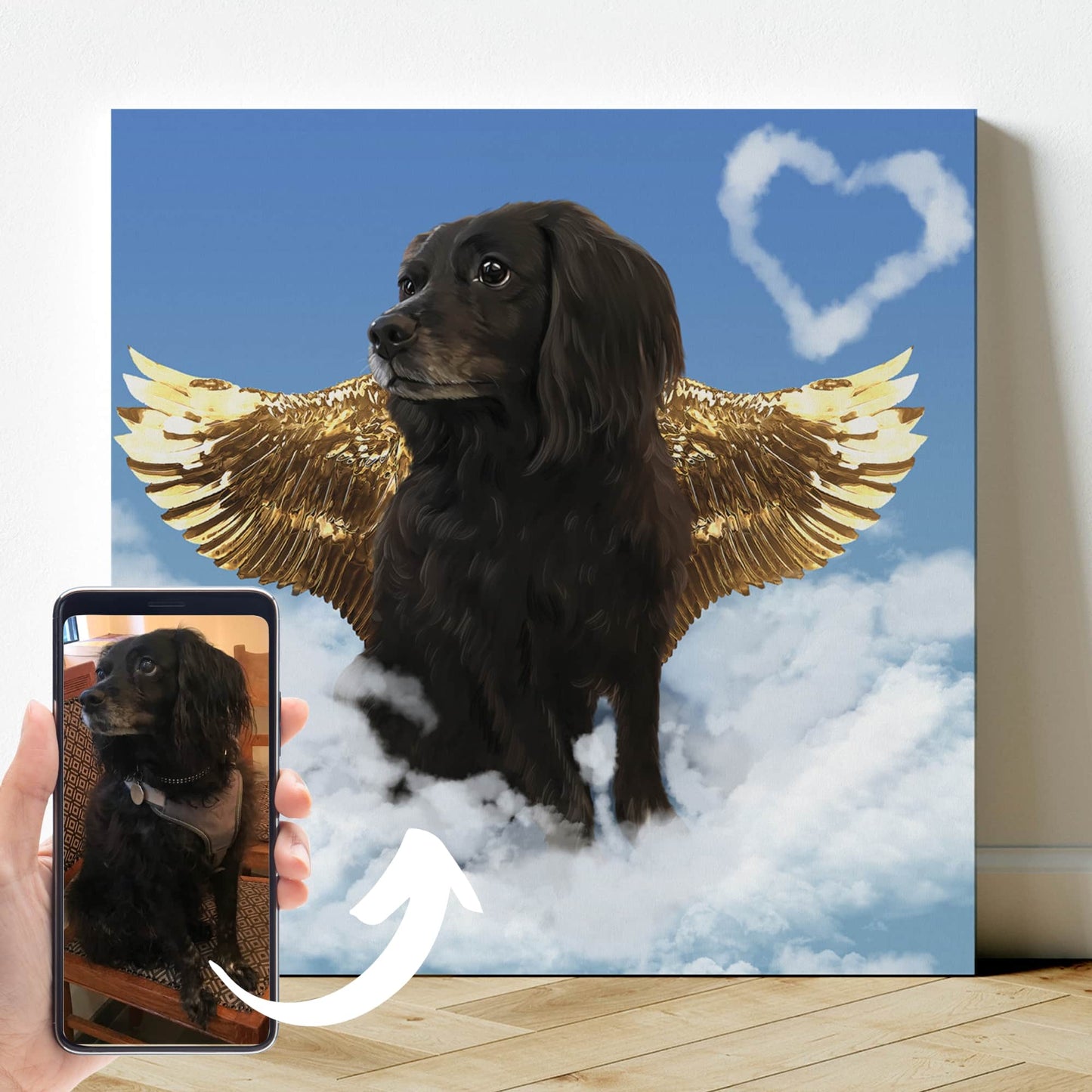 Leinwand mit Tierportrait im Engel Stil
