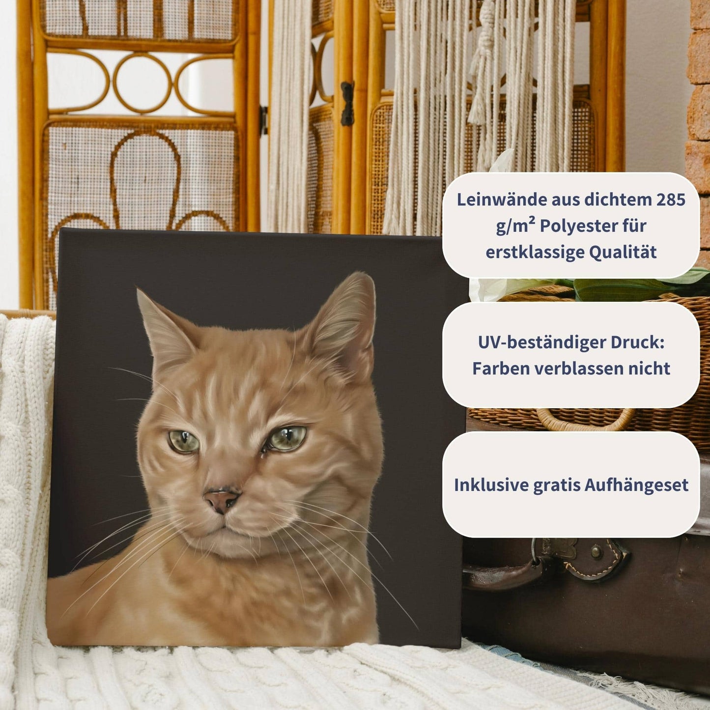 Leinwand mit Tierportrait im Realistischen Stil