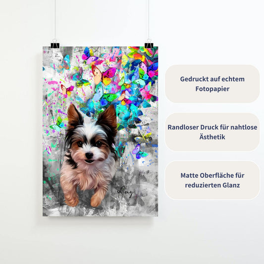 Poster mit Tierportrait im Butterfly Stil