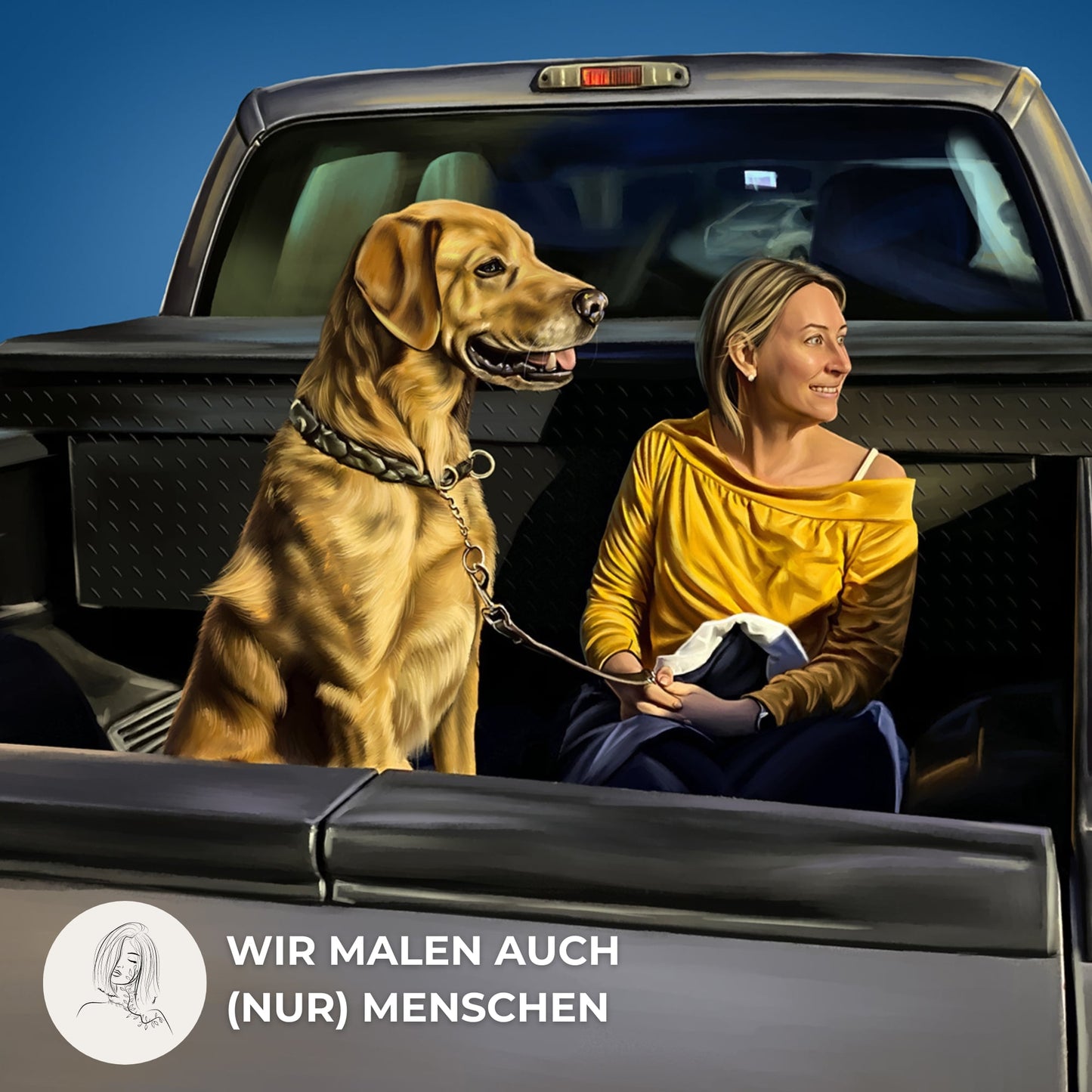 Leinwand mit Tierportrait im Realistischen Stil