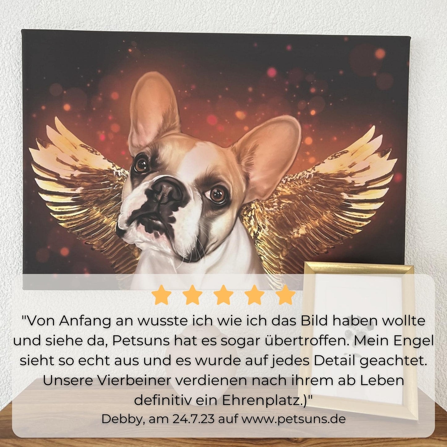 Acrylglas mit Tierportrait im Engel Stil