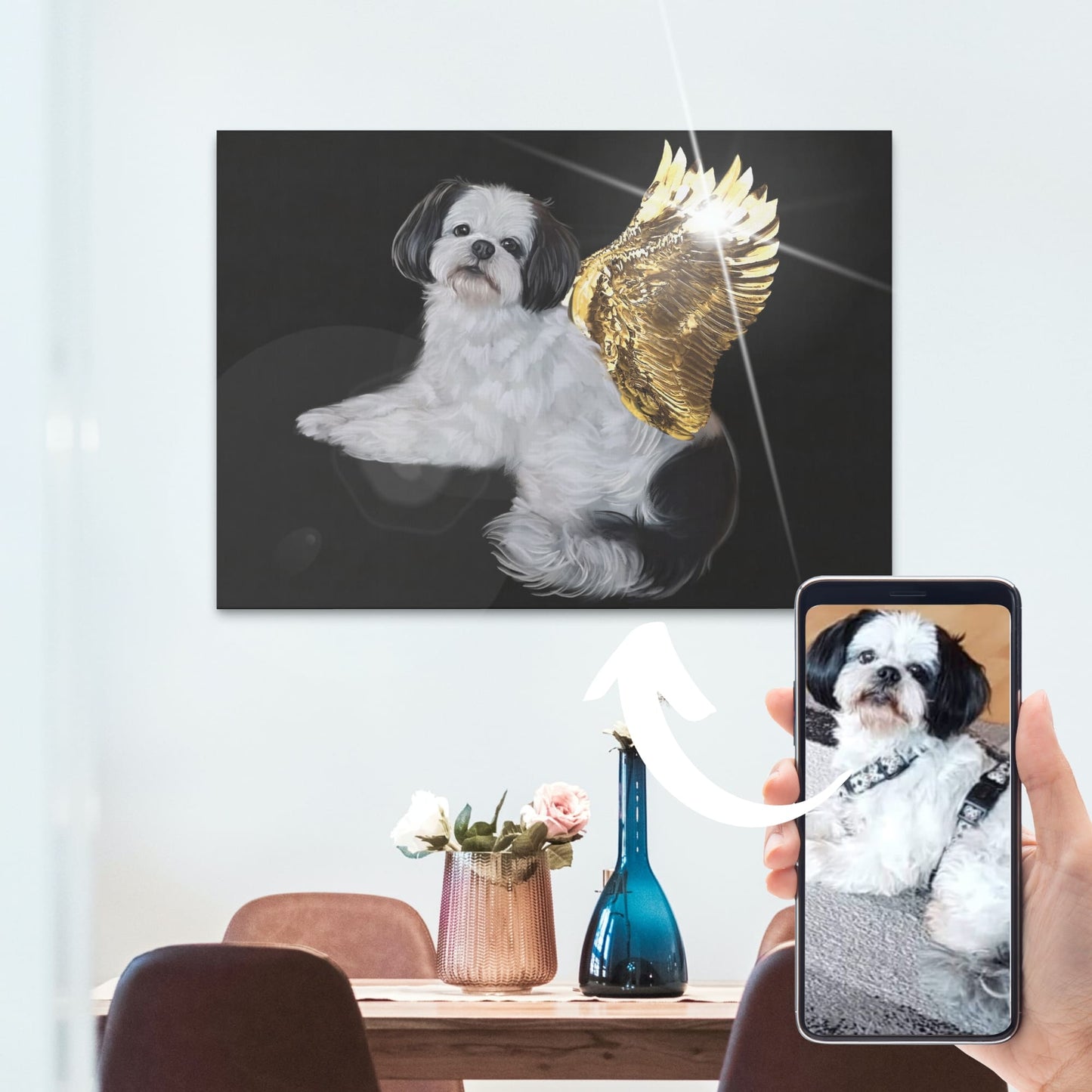 Acrylglas mit Tierportrait im Engel Stil