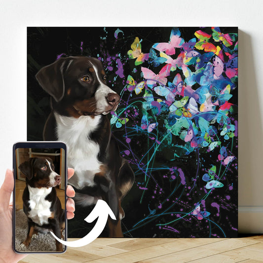 Leinwand mit Tierportrait im Butterfly Stil