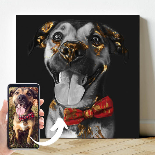 Leinwand mit Tierportrait im Gold Stil