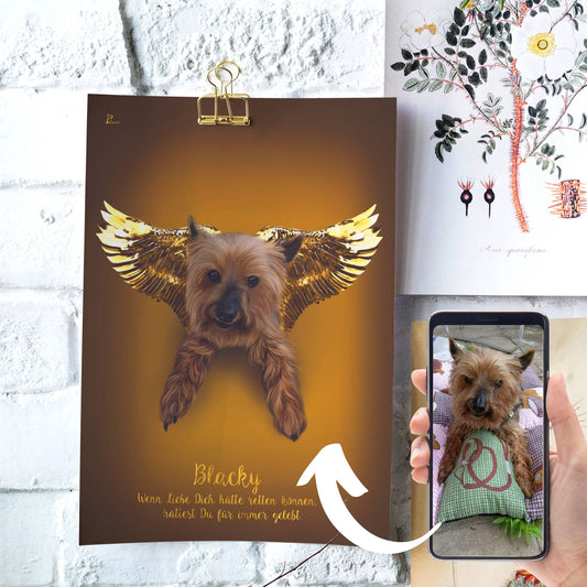 Poster mit Tierportrait im Engel Stil