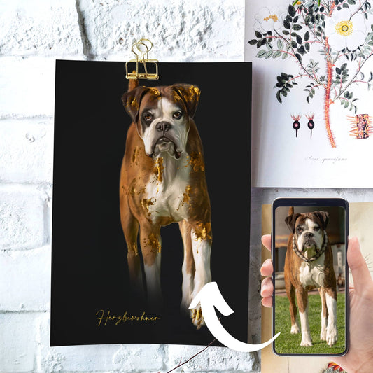 Poster mit Tierportrait im Gold Stil