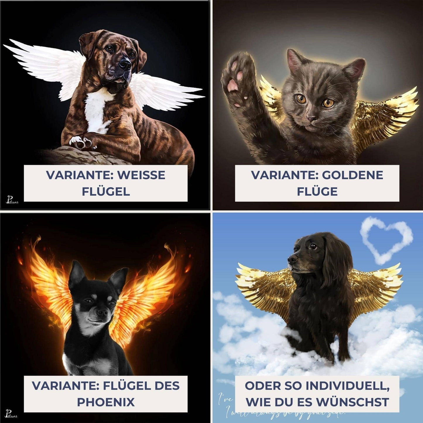 Poster mit Tierportrait im Engel Stil