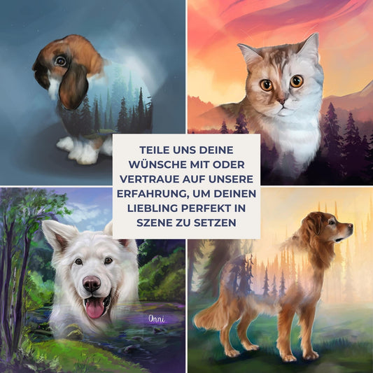 Gerahmte Leinwand mit Tierportrait im Exposure Stil