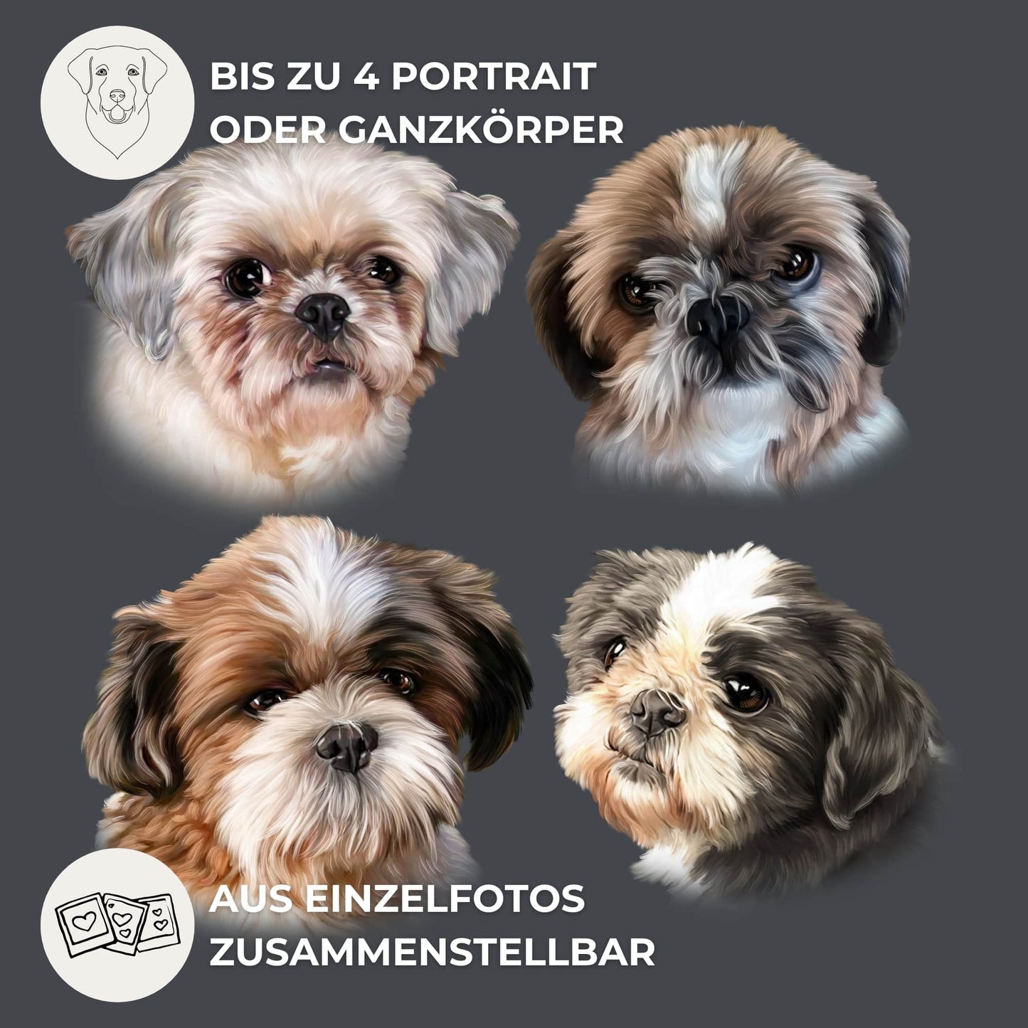 Gerahmte Leinwand mit Tierportrait im Realistischen Stil