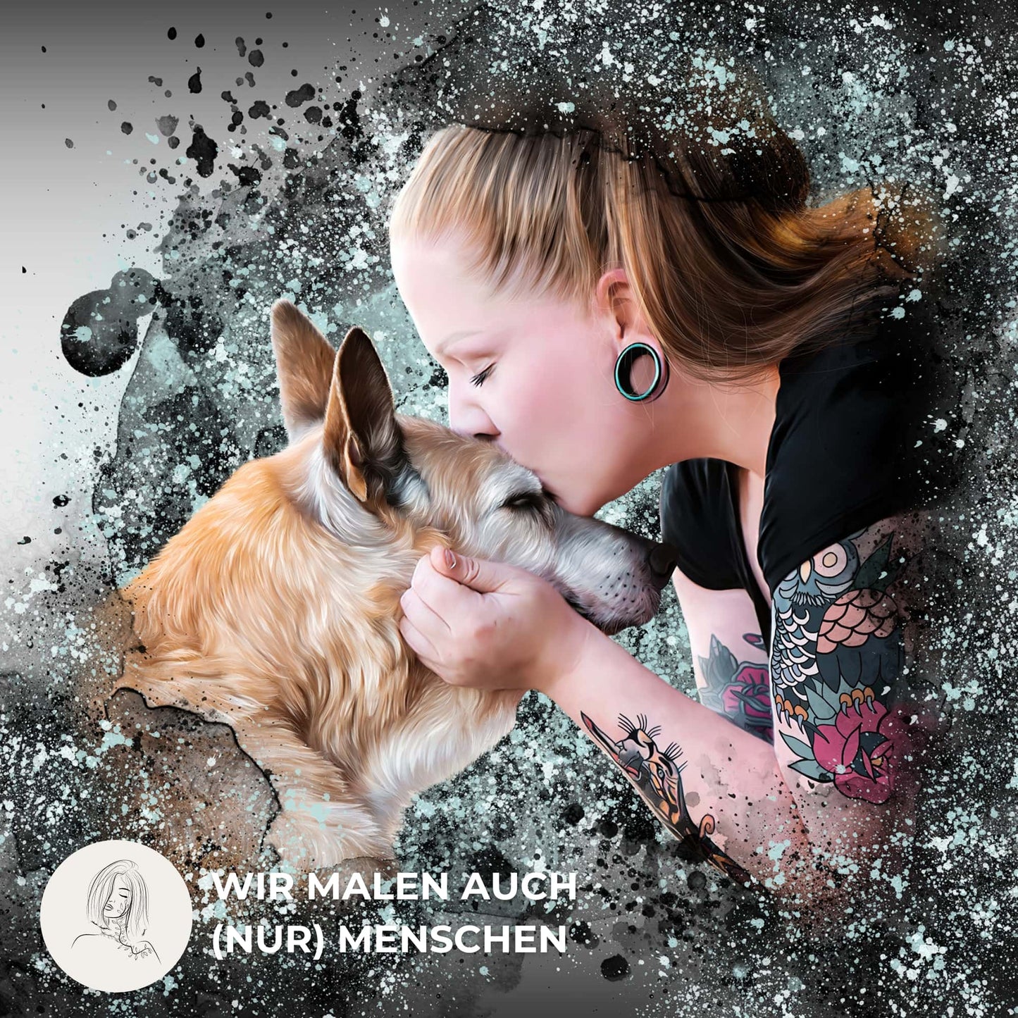 Poster mit Tierportrait im Ink Stil