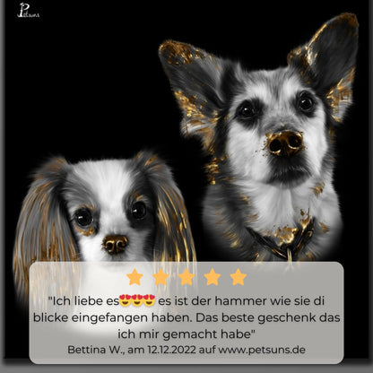 Gerahmte Leinwand mit Tierportrait im Gold Stil