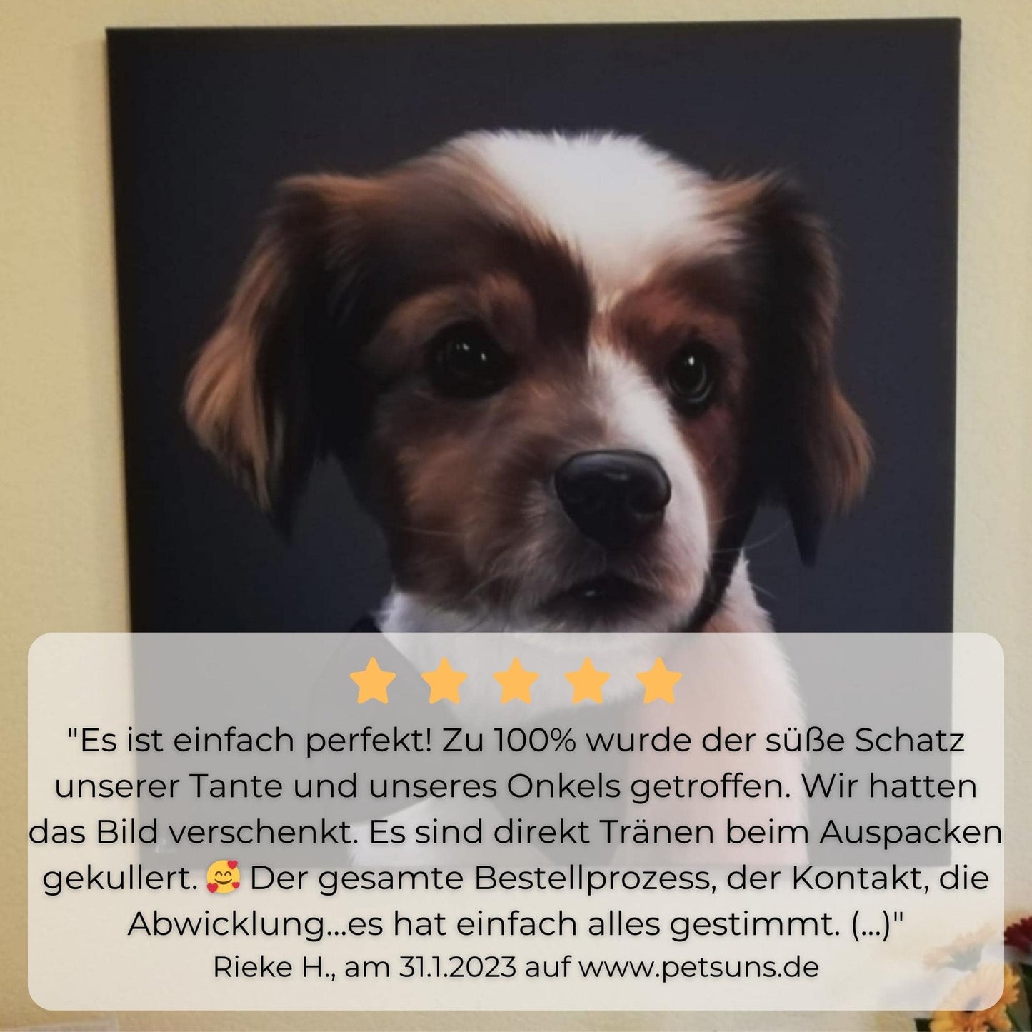 Gerahmte Leinwand mit Tierportrait im Realistischen Stil