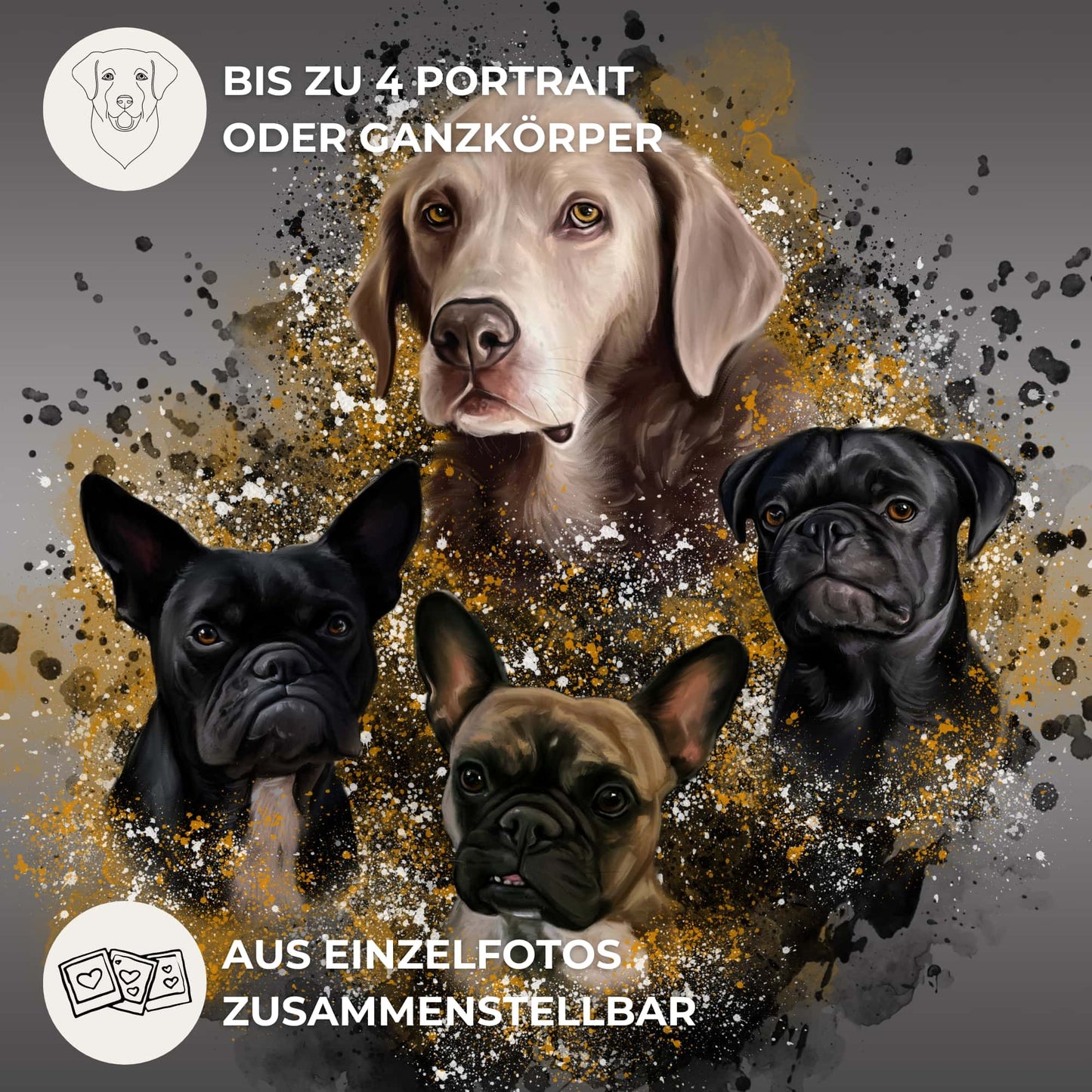 Leinwand mit Tierportrait im Ink Stil