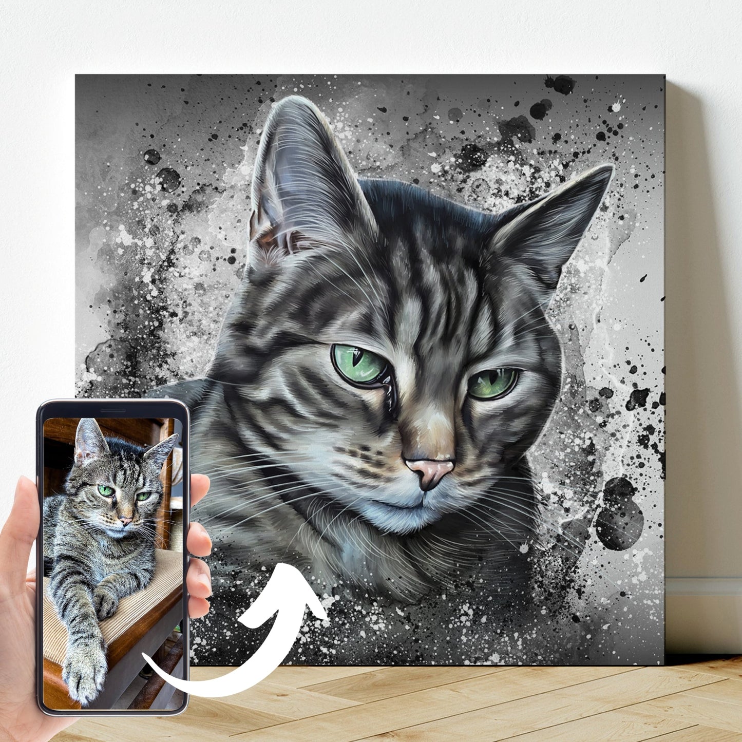Leinwand mit Tierportrait im Ink Stil