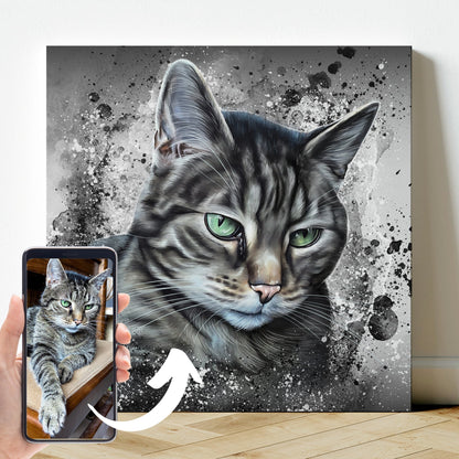 Leinwand mit Tierportrait im Ink Stil
