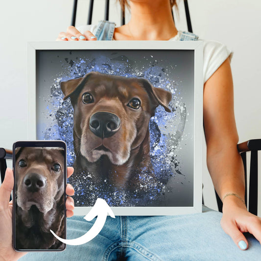 Gerahmte Leinwand mit Tierportrait im Ink Stil