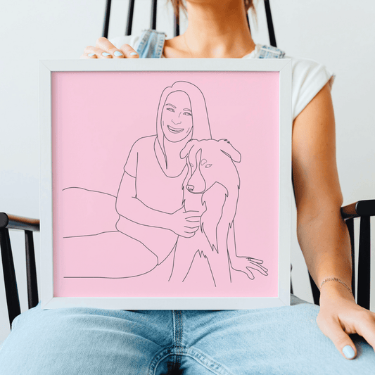 Elegantes LineArt Portrait – Zeitlose Kunst auf hochwertiger Leinwand mit Rahmen